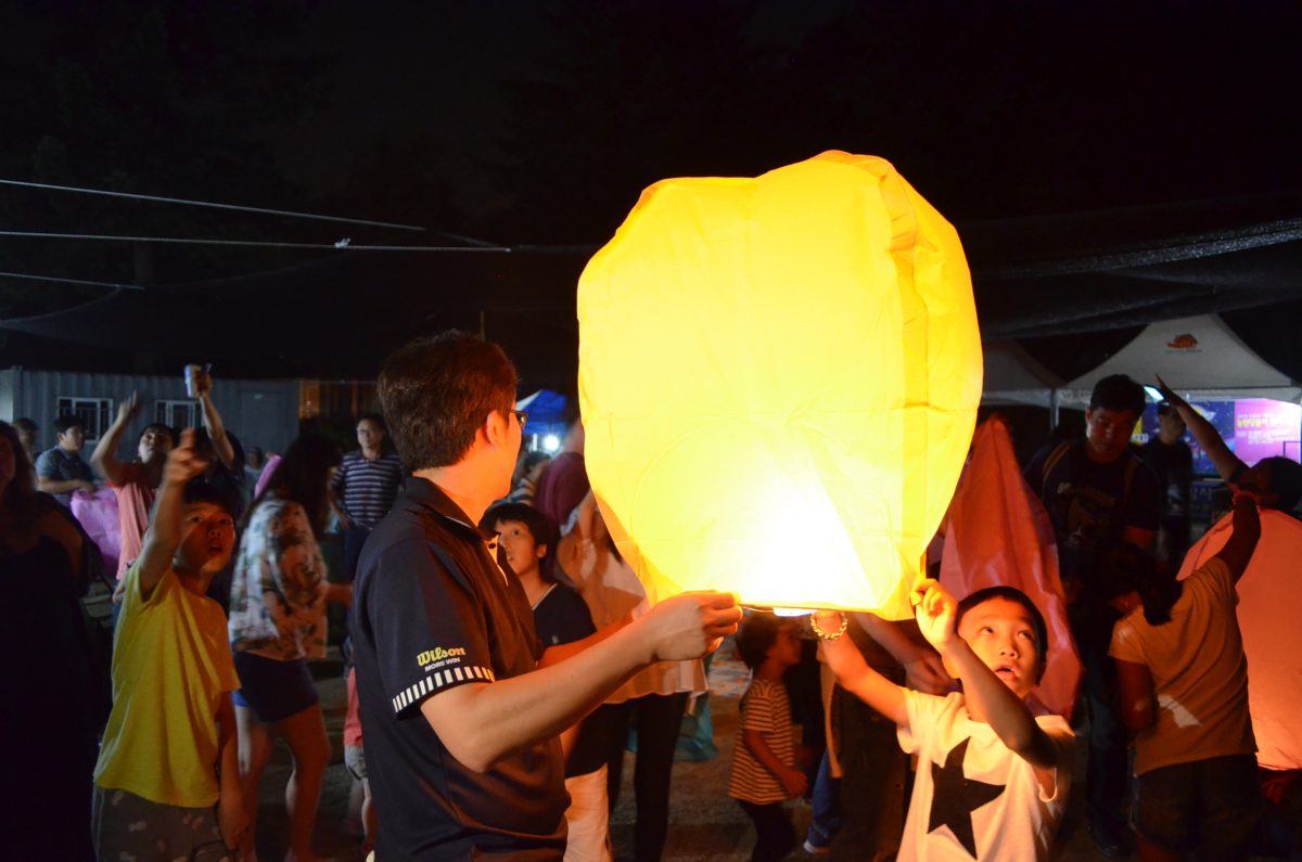 releasing lanterns