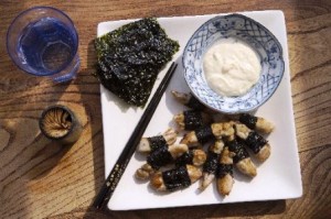 Nori-wrapped Chicken canapes
